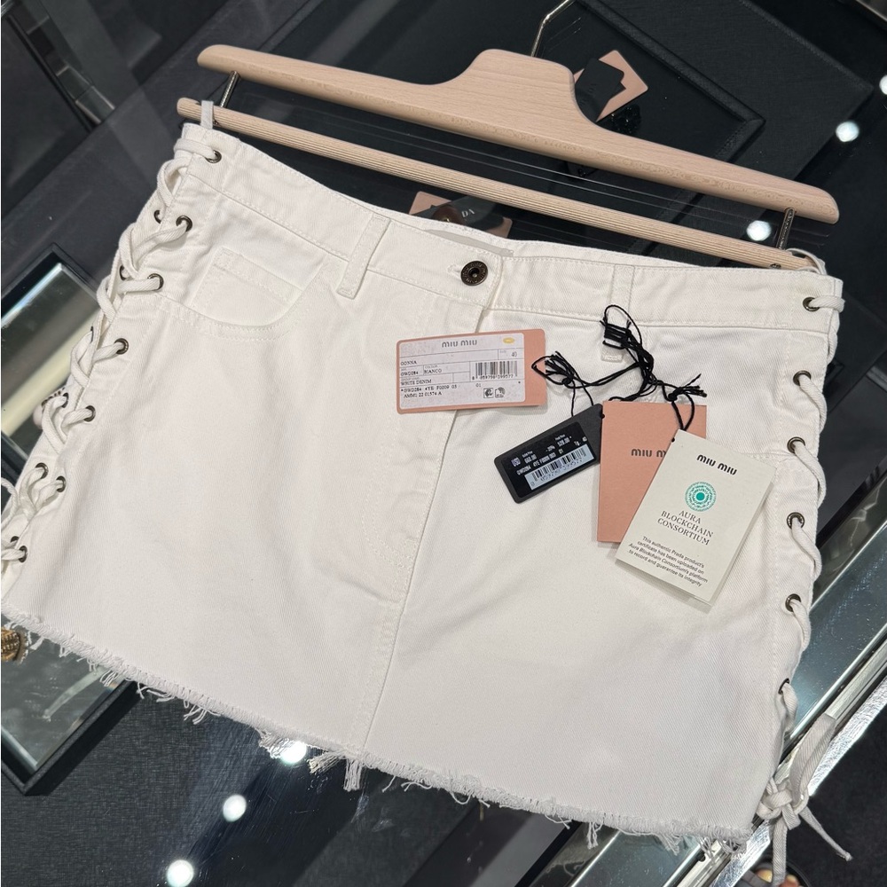 Miu Miu White Denim Skirt